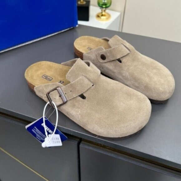 NWT Birkenstock Boston taupe suede mule clogs - Picture 2 of 8